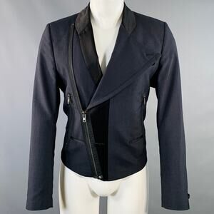 MAISON MARTIN MARGIELA SS12 Size 40 Black Asymmetrical Biker Blazer Jacket